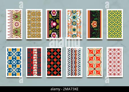 Indian seamless pattern banners vector set Stock Vector