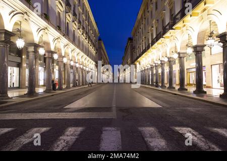 The town of Turin in Italy photographed at night Stock Photo