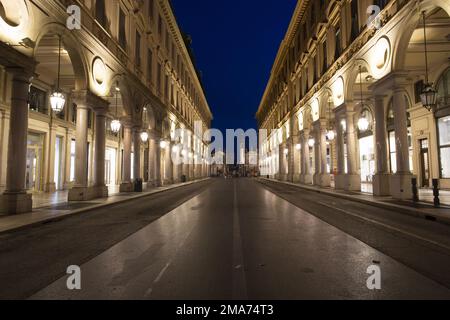 The town of Turin in Italy photographed at night Stock Photo