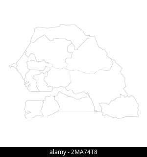 Senegal political map of administrative divisions Stock Vector