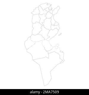 Tunisia political map of administrative divisions Stock Vector