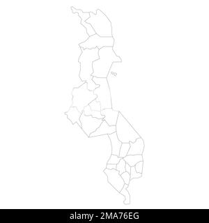 Malawi political map of administrative divisions - districts. Flat ...