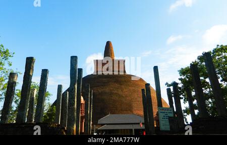 The Anuradhapura Kingdom, the first established kingdom in ancient Sri Lanka is situated in North Central Province of Sri Lanka. King Pandukabhaya in 437 BC, ruled the country based in Anuradhapura. Sri Lanka. Stock Photo