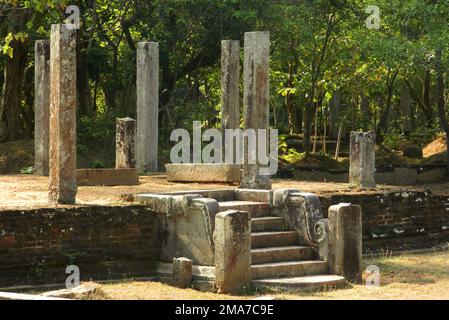 The Anuradhapura Kingdom, the first established kingdom in ancient Sri Lanka is situated in North Central Province of Sri Lanka. King Pandukabhaya in 437 BC, ruled the country based in Anuradhapura. Sri Lanka. Stock Photo