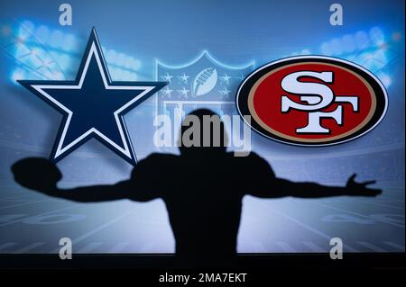 TAMPA BAY, USA, JANUARY 10, 2023: Dallas Cowboys vs. Tampa Bay Buccaneers.  NFL Wild Card Round 2023, Silhouette of NFL player of american football. ho  Stock Photo - Alamy