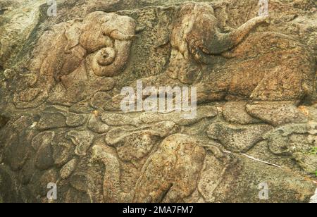 The Anuradhapura Kingdom, the first established kingdom in ancient Sri Lanka is situated in North Central Province of Sri Lanka. King Pandukabhaya in 437 BC, ruled the country based in Anuradhapura. Sri Lanka. Stock Photo