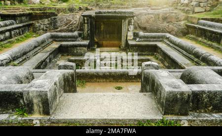 The Anuradhapura Kingdom, the first established kingdom in ancient Sri Lanka is situated in North Central Province of Sri Lanka. King Pandukabhaya in 437 BC, ruled the country based in Anuradhapura. Sri Lanka. Stock Photo