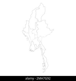 Myanmar political map of administrative divisions Stock Vector