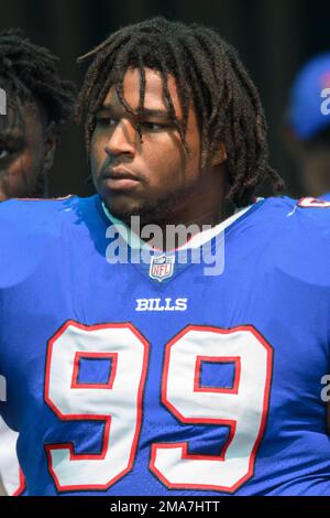 Buffalo Bills defensive tackle Tim Settle (99) prepares to walk onto the  field before the start of an NFL football game against the Miami Dolphins,  Sunday, Sept. 25, 2022, in Miami Gardens, Fla. (AP Photo/Doug Murray Stock  Photo - Alamy