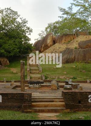 The Anuradhapura Kingdom, the first established kingdom in ancient Sri Lanka is situated in North Central Province of Sri Lanka. King Pandukabhaya in 437 BC, ruled the country based in Anuradhapura. Sri Lanka. Stock Photo