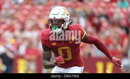 Iowa State wide receiver Greg Gaines III (0) during an NCAA college  football game, Saturday, Sept. 17, 2022, in Ames, Iowa. (AP Photo/Justin  Hayworth Stock Photo - Alamy