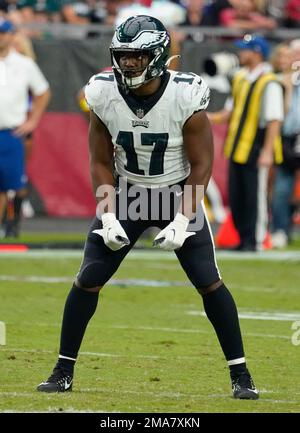 Philadelphia Eagles' Nakobe Dean (17) during the first half of an NFL  football game against the Arizona Cardinals, Sunday, Oct. 9, 2022, in  Glendale, Ariz. (AP Photo/Darryl Webb Stock Photo - Alamy