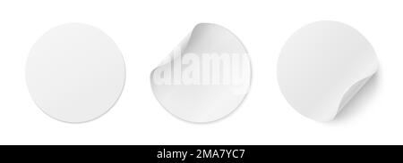 A set of three stickers with curved edges on a white background. Stock Vector