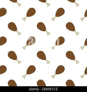 Seamless pattern chicken wing on white background Stock Vector