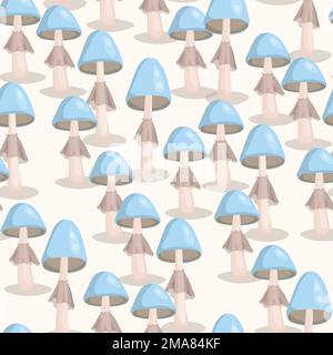 Seamless pattern with mushrooms on white background. Cute fairy mushroom. Modern vector illustration for packaging, banner, card, fabric, other design Stock Vector