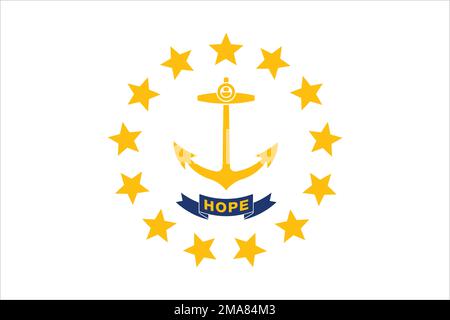 accurate correct Rhode Island state flag flat vector isolated on white background Stock Vector