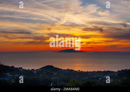 Sunset over the sea Capri - Italy Stock Photo