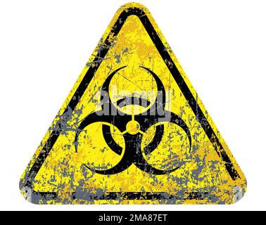 classic biohazard warning symbol in yellow triangle vector isolated on white background Stock Vector