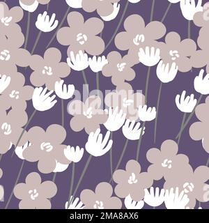 Seamless floral pattern based on traditional folk art ornaments. Colorful flowers on color background. Scandinavian style. Sweden nordic style. Vector Stock Vector