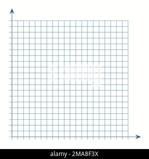 Grid paper. Mathematical graph. Cartesian coordinate system with x-axis, y-axis. Squared background with color lines. Geometric pattern for school Stock Vector