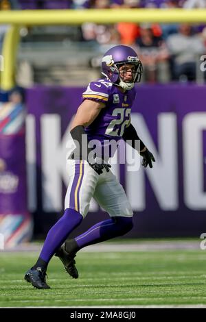 MINNEAPOLIS, MN - DECEMBER 04: Minnesota Vikings safety Harrison Smith (22)  looks on during the NFL game between the New York Jets and the Minnesota  Vikings on December 4th, 2022, at U.S.