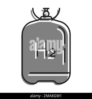 Linear filled with gray color icon. Sealed Cylinder For Industrial Storage And Transportation Of Environmentally Friendly Liquid Hydrogen Fuel. Simple Stock Vector