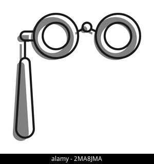 Linear filled with gray color icon. Spectacles, Binoculars With Handle For Viewing Performance From Far Rows. Spectator Theatrical Binoculars. Simple Stock Vector