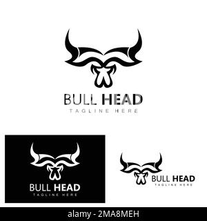 Bull Head Logo, Farm Animal Vector, Livestock Illustration, Company Brand Icon Stock Vector