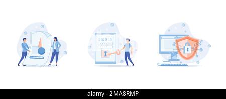 Shared document file, cyber security sign in page, Public folder access, editing online, safety user login, Security in web safe use of software and p Stock Vector