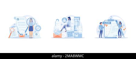 People provide and update personal information, registration claim documents, Tax filing, report your income information. Tax credits and expenses, fi Stock Vector