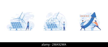 Renewable energy abstract concept, Alternative energy abstract concept, Reputation crisis management abstract concept , set flat vector modern illustr Stock Vector