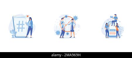 Cross-posting abstract concept , Do your part abstract concept , Millennials abstract concept, set flat vector modern illustration Stock Vector