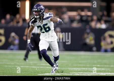 Seattle Seahawks safety Ryan Neal (26) poses for photos with FC Bayern  Munich players on Friday, Nov. 11, 2022 in Munich, Germany. (Gary  McCullough/AP Images for NFL Stock Photo - Alamy