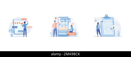 User feedback and website rating abstract concept, Online survey abstract concept, Vision and scope document abstract concept, set flat vector modern Stock Vector