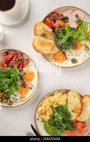 Different assorted breakfast set Stock Photo