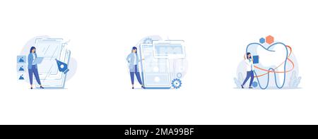 UI and UX design abstract concept , Microsite development abstract concept , Dental esthetic clinic abstract concept, set flat vector modern illustrat Stock Vector