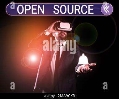 Conceptual display Open Source. Business concept denoting software which original source code freely available Stock Photo