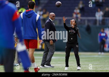 Team Mexico Women's Flag quarterback Diana Flores stands on the