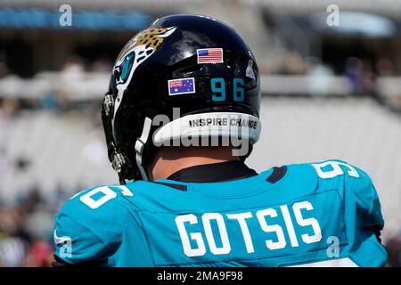 Jacksonville Jaguars defensive end Josh Allen (41) warms up before an NFL  football game, Sunday, Sept. 20, 2020, in Nashville, Tenn. (AP Photo/Brett  Carlsen Stock Photo - Alamy