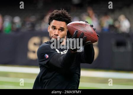 New Orleans Saints' Chris Olave (12) during the second half of an NFL  football game against the the Arizona Cardinals, Thursday, Oct. 20, 2022,  in Glendale, Ariz. (AP Photo/Darryl Webb Stock Photo - Alamy