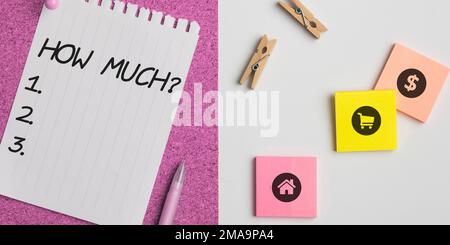 Conceptual display How Much. Word for ask about the amount or cost of something What amount or price Stock Photo