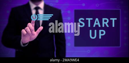 Conceptual display Start Up. Word Written on in the early process of establishing and developing a new business Stock Photo
