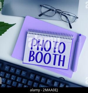 Writing Displaying Text Photo Booth. Concept Meaning Form Of Photo Sharing  And Publishing In The Format Of A Blog Stock Photo, Picture and Royalty  Free Image. Image 198281577.