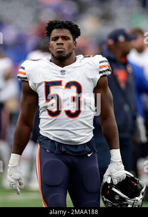 December 24, 2022 - Chicago Bears linebacker Nicholas Morrow (53)  celebrates an interception during