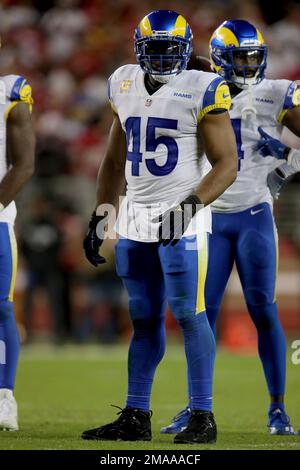 Los Angeles Rams linebacker Bobby Wagner (45) makes a tackle agains  tBuffalo Bills running back Devin Singletary (26) during a NFL game,  Thursday, Sep Stock Photo - Alamy