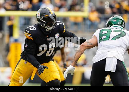 Pittsburgh Steelers defensive end DeMarvin Leal during an NFL football game  against the New York Jets at Acrisure Stadium, Sunday, Oct. 2, 2022 in  Pittsburgh, Penn. (Winslow Townson/AP Images for Panini Stock Photo - Alamy
