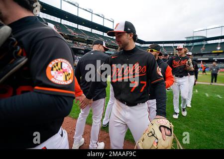 Baltimore Orioles second baseman Terrin Vavra plays during a baseball game  against the Cincinnati Reds Friday, July 29, 2022, in Cincinnati. (AP  Photo/Jeff Dean Stock Photo - Alamy