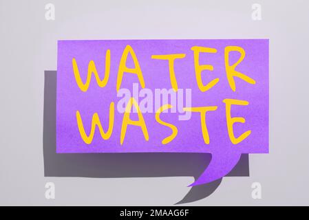 Conceptual display Water Waste. Internet Concept liquid that has been used as part of an industrial process Stock Photo