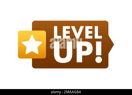 Level up icon in flat style. Achievement vector illustration on ...