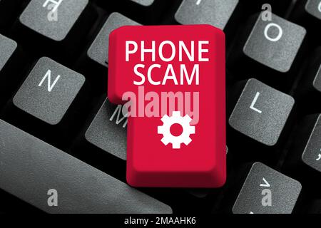 Text showing inspiration Phone Scam. Business idea getting unwanted calls to promote products or service Telesales Stock Photo